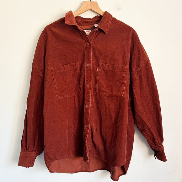 Levi's Tops - Levi's Button Up Corduroy Long Sleeve Top Orange Size XL